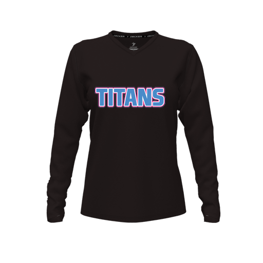 [CUS-DFW-TEES-CMF-VNK-LSL-BLK-FYXS-LOGO3] Decker Comfort T-Shirt (Female Youth XS, Black, V Neck, Logo 3, Long Sleeve)