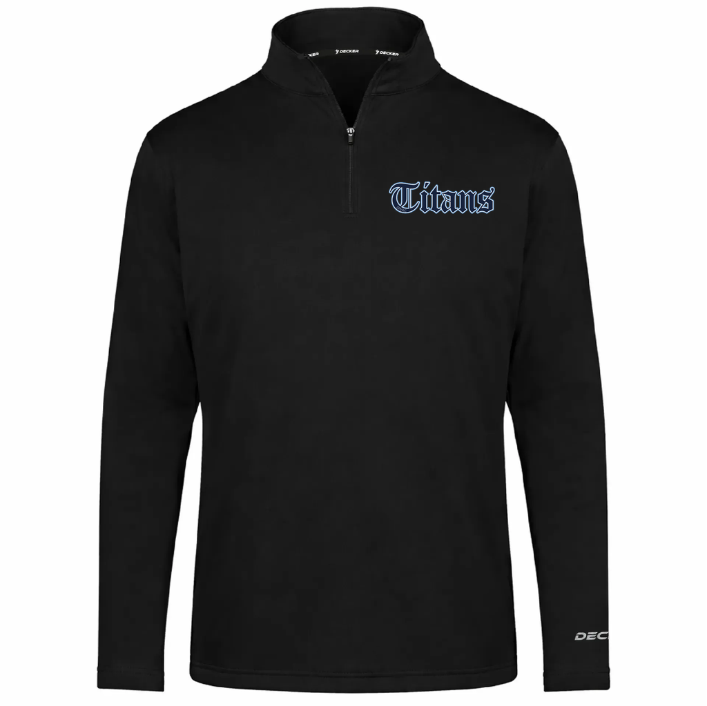 [FOLQFFBK-YS-LOGO1] Decker Youth FlexFleece 1/4 Zip (Black, Youth S, Logo 1)