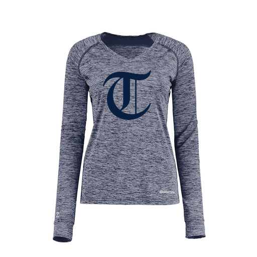 [222770.U22.XS-LOGO2] Ladies Electric Long Sleeve Shirt (Female Adult XS, Navy, Logo 2)
