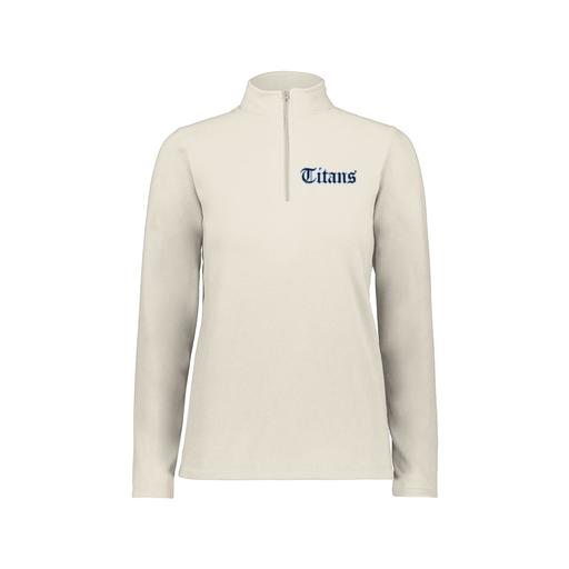 [6864.53T.XS-LOGO1] Ladies MicroFleece 1/4 Zip Pullover (Female Adult XS, White, Logo 1)